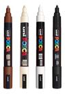 Kit 4 Canetas Posca Preta, Marrom, Bege e Branco Uni-ball