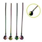 Kit 4 Canudos Mexedor Flores Inox Reutilizável 21,5x1,7cm