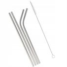 Kit 4 Canudos Reutilizáveis Em Aço Inox E Escova De Limpeza