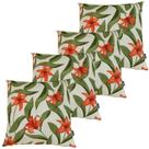 Kit 4 Capa De Almofada Belize Folhas Verde Flor Laranja Impermeável 45cmx45cm