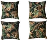Kit 4 Capa De Almofada Belize Onça Fundo Preto Impermeável 45cmx45cm