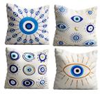 Kit 4 Capa de almofada olho grego-medida 40x40cm decoração de casa olho grego