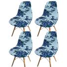 Kit 4 Capa de Cadeira Charles Eames Eiffel Pé Palito Malha Estampada Kit 4 Capa de Cadeira Charles Eames Eiffel Pé Palito Malha Estampada