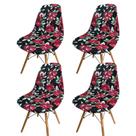 Kit 4 Capa de Cadeira Charles Eames Eiffel Pé Palito Malha Estampada Kit 4 Capa de Cadeira Charles Eames Eiffel Pé Palito Malha Estampada