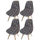 Kit 4 Capa de Cadeira Charles Eames Eiffel Pé Palito Malha Estampada Kit 4 Capa de Cadeira Charles Eames Eiffel Pé Palito Malha Estampada