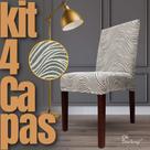 Kit 4 Capa de Cadeira Linha Premium Imperial Persa - Cinza/Off White Kit 4 Capa de Cadeira Linha Premium Imperial Persa - Cinza/Off White