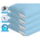 Kit 4 Capa Travesseiro Impermeável Azul 50cm x 70cm Com Zíper e HipoAlergênico