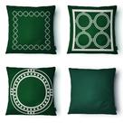 Kit 4 Capas Almofada Círculos 43x43cm Microfibra Verde