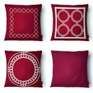 Kit 4 Capas Almofada Círculos 43x43cm Microfibra Vermelho Kit 4 Capas Almofada Círculos 43x43cm Microfibra Vermelho