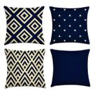 kit 4 capas almofadas azul marinho moderno 40x40