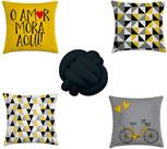 kit 4 capas almofadas escandinavo amarelo e preto + 1 almofa