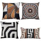 Kit 4 Capas Almofadas Linho Tribal Terra Marrom 30x50 45x45