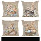 Kit 4 Capas Almofadas Oxford Estampada Coelho Pascoa 3d Com Ziper Exclusiva