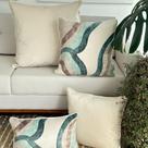 Kit 4 Capas Almofadas Veludo Aquarela c/ Off White