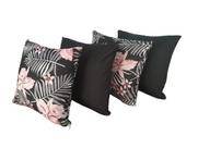 Kit 4 Capas de Almofada 40 x 40 Malha Gel Helanca com Zíper Estampadas e Lisas Decoração