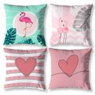Kit 4 Capas de Almofada 40cm Flamingo para Menina Invisível