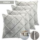 Kit 4 Capas de Almofada 40x40 Tecido Suede Drapeado Aveludada Com Zíper Decorativas Macia Sala Cama Sofá