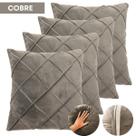 Kit 4 Capas de Almofada 40x40 Tecido Suede Drapeado Aveludada Com Zíper Decorativas Macia Sala Cama Sofá