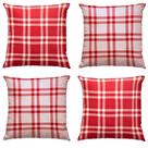 Kit 4 Capas de Almofada de Natal Xadrez Vermelho Decorativas 45 x 45