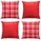 Kit 4 Capas de Almofada de Natal Xadrez Vermelho Decorativas 45 x 45