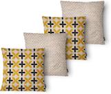 Kit 4 Capas de Almofada Decorativa Belchior com Zíper Tecido Especial Estampadas e Lisas 43 x 43cm
