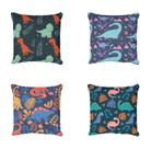 Kit 4 Capas De almofada Decorativa Dinossauro Cute