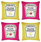 Kit 4 Capas de Almofada Decorativa Mostarda e Ketchup