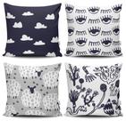 Kit 4 Capas de Almofada Decorativas Estampadas - Olho Grego