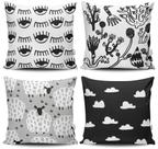 Kit 4 Capas de Almofada Decorativas Estampadas - Ovelha Preto
