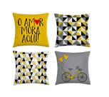 kit 4 capas de almofada geométrica amarelo e cinza II