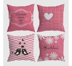 Kit 4 Capas De Almofada Geométrica Rosa Gratidão 40x40cm Kit 4 Capas De Almofada Geométrica Rosa Gratidão 40x40cm