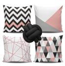 Kit 4 Capas de Almofada Geométrico Rose + Almofada Nó