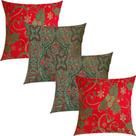 Kit 4 Capas de Almofada Jacquard Luxo Espirito Natalino e Arabesco Verde 45x45cm