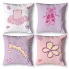 Kit 4 Capas De Almofada Menina Infantil 40cm x 40cm Estampada Divertida