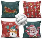 Kit 4 Capas de Almofada Natal 01 + Almofada Nó