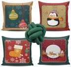 Kit 4 Capas de Almofada Natal 04 + Almofada Nó