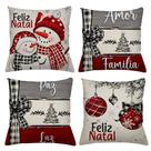 Kit 4 Capas de Almofada Natalina 40cmx40cm Sublimada Natal