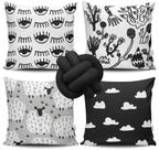 Kit 4 Capas de Almofada Olho Grego Preto + Almofada Nó Kit 4 Capas de Almofada Olho Grego Preto + Almofada Nó