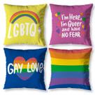 Kit 4 Capas de Almofada Orgulho LGBT Decorativas Digital Com Zíper Invísivel Estampadas