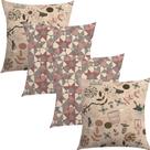 Kit 4 Capas de Almofada Pássaros e Geométrico Rosa 45x45cm