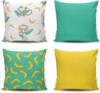 Kit 4 Capas De Almofadas 45x45 Tecido Estampado Linha Suave