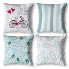 Kit 4 Capas de Almofadas Cheias Decortiva Estampada Cheia Bike Verde