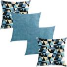 Kit 4 Capas de Almofadas Composê Azul Sapucaia e Azul Evolution 45x45cm