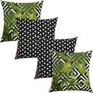 Kit 4 Capas de Almofadas Composê Costela de Adão Verde Claro e Geométrico Preto 45cmx45cm Kit 4 Capas de Almofadas Composê Costela de Adão Verde Claro e Geométrico Preto 45cmx45cm