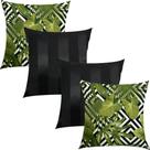 Kit 4 Capas de Almofadas Composê Costela de Adão Verde Claro e Listrado Preto 45cmx45cm Kit 4 Capas de Almofadas Composê Costela de Adão Verde Claro e Listrado Preto 45cmx45cm