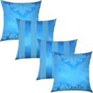 Kit 4 Capas de Almofadas Composê Medalhão e Listrado Azul Turquesa 45cmx45cm Kit 4 Capas de Almofadas Composê Medalhão e Listrado Azul Turquesa 45cmx45cm