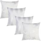 Kit 4 Capas de Almofadas Composê Medalhão e Listrado Branco 45cmx45cm Kit 4 Capas de Almofadas Composê Medalhão e Listrado Branco 45cmx45cm