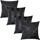 Kit 4 Capas de Almofadas Composê Medalhão e Listrado Preto 45cmx45cm Kit 4 Capas de Almofadas Composê Medalhão e Listrado Preto 45cmx45cm