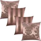 Kit 4 Capas de Almofadas Composê Medalhão e Listrado Rosa Retrô 45x45cm Kit 4 Capas de Almofadas Composê Medalhão e Listrado Rosa Retrô 45x45cm