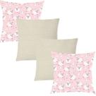 Kit 4 Capas de Almofadas Composê Ovelhas e Linho 45x45cm